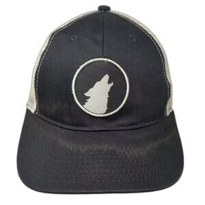 Lunazul Tequila Trucker Hat Black Beige Wolf Patch Snapback Hat One Size Mesh